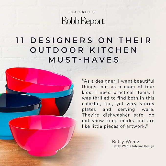 Melamine Serving bowls | Extra Durable Melamine Pasta Salad Bowl | Shatter-Proof and Chip-Resistant | Dishwasher Safe BPA Free | Lightweight Dinnerware Set of 4 | Perfect for Parties Picnics BBQ