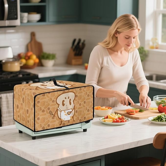 Bread Toaster Oven Cover Lightweight Polyester Fabric Wide Slots Toaster Cover Small Appliance Covers for Kitchen Keep Toasters Free From Dust and Fingerprint