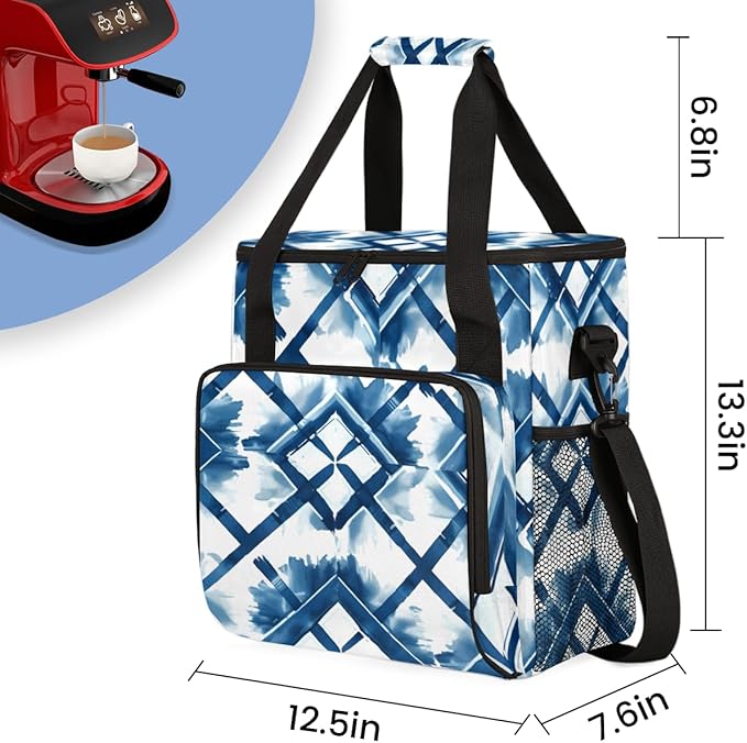 Colorful Spray Coffee Maker Carrying Bag Blurred Mandala Travel Storage Bag Compatible with K-Mini or K-Mini Plus Single Serve Coffee Brewer Carrying Case with Multiple Pockets &amp Shoulder Strap