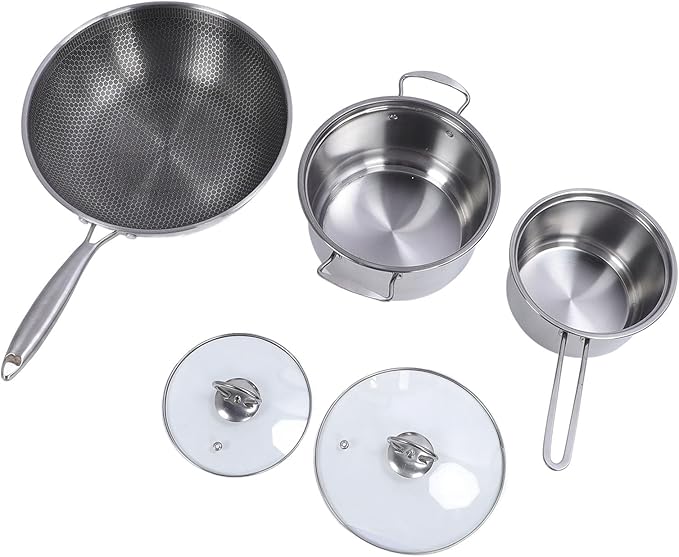 7-Piece Non-Stick Cookware Set with Milk Pot Frying Pan and Saucepan Induction &amp Dishwasher Safe for Family and Guests