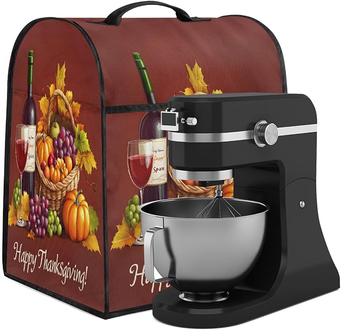 cfpolar Kitchen Aid Mixer Cover Compatible with 6-8 Quarts Thanksgiving Grape Wine Pumpkin Stand Mixer Cover Kitchen Aid Mixers Accessories Appliance Organizer Bag Dust Covers with Zipper Pocket