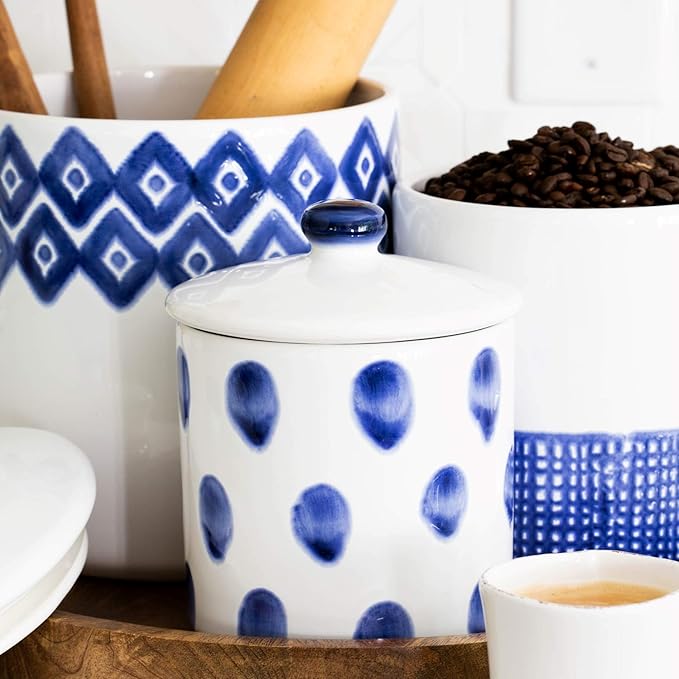 VIETRI Viva Santorini Collection Italian Dinnerware Sets (Dot Small Canister)