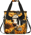 Cow Sunflowers Coffee Maker Carrying Bag Portable Travel Storage Tote Bag Compatible with K-Mini or K-Mini Plus Single Serve Coffee Brewer Carrying Case with Multiple Pockets &amp Shoulder Strap