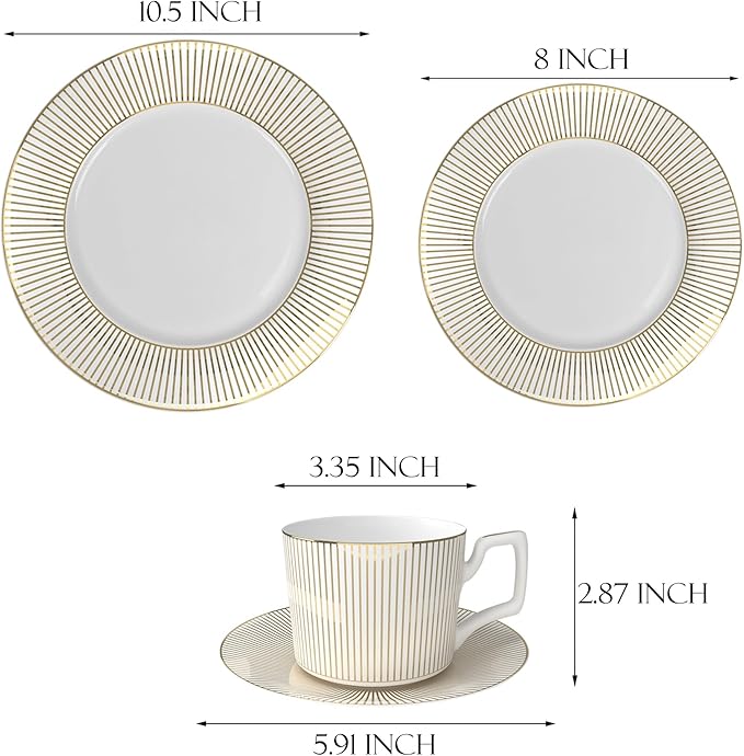 16 pieces ceramic plate set with gold thread bone china dinnerware set for 4 luxury dishes sets for wedding birthday party
