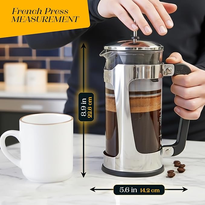 ESPRO P5 French Press Coffee Maker – Patented Double Micro-Filter for Grit Free Brew Heat-Resistant Thicker Borosilicate Glass Coffee Press – 18 oz