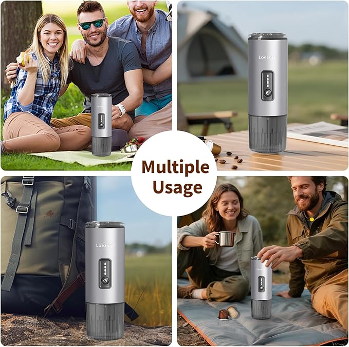 Stainless Steel Portable Espresso Maker – 20Bar 7500mAh Rechargeable 3-in-1 for Nespresso/DG Capsules &amp Ground Coffee Self-Heating Best Value for Camping Car Travel (Silver