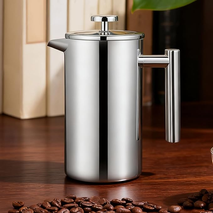 Hand Press Coffee Maker - Easy to Clean Filter System Cold Brew Tea Pot Hand Press Sturdy Leak-Resistant Design with Removable Filter Beverage Tool for Kitchen Cafe Travel and Apartment Use