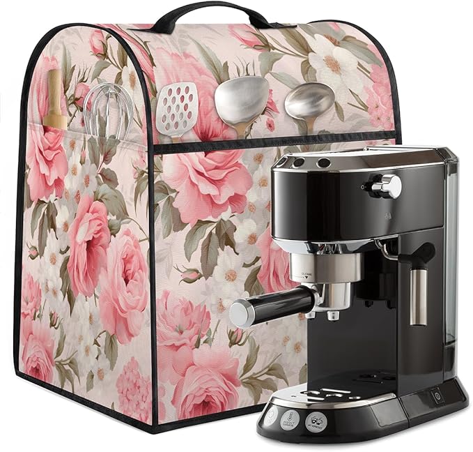 cfpolar Kitchen Aid Mixer Cover Compatible with 6-8 Quarts Flower Pink Rose Stand Mixer Cover Kitchen Aid Mixers Accessories Appliance Organizer Bag Dust Covers with Zipper Pocket