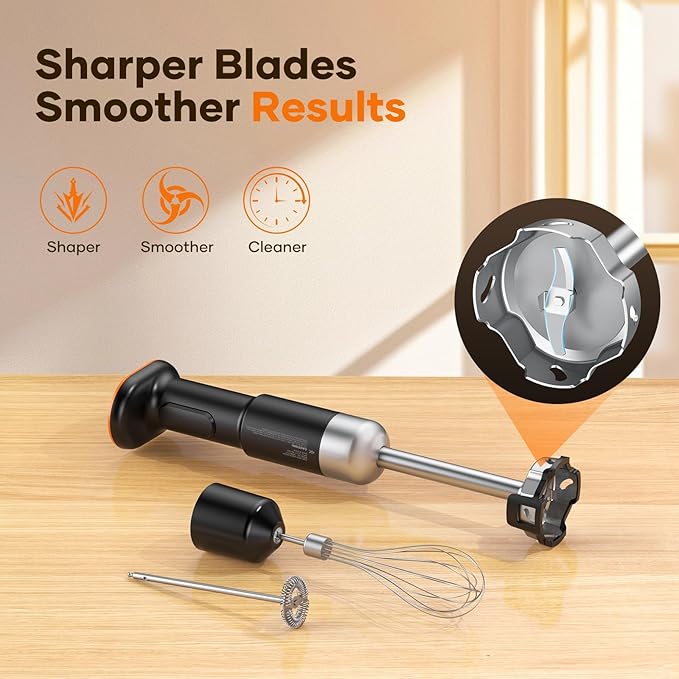 Cordless Stick Immersion Blender 5-in-1 Ritus 13000RPM Soup Blender Rechargeable Handheld Mixer For Baby Food &amp Smoothies Variable Speed Dishwasher-Safe Mixing Beaker Chopper Whisk Milk Frot