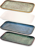 Porcelain Dinner Plates Serving platters for entertaining for Fruit cheese snack Bread cupcake Salad - Scratch Resistant durable Microwave Dishwasher Safe four colors 4 PCS