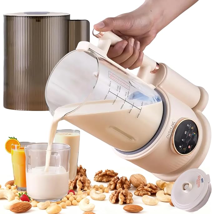 50oz Nut Milk Maker &amp Grinders 10-in-1 Soy Almond Oat &amp Rice Milk Maker with 12 Stainless Steel Blades Vegan Blender with Delay Start Boil Water &amp Easy Self-Cleaning