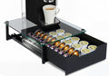 Elegant Coffee Pod Holder with Rail Drawer for Nespresso - 40-Pod Capacity for Nespresso Vertuoline &amp K-Cup Capsule - Tempered Glass and Anti-Slip Base Metal Coffee Pods Organizer