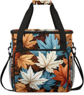 Falling Maple Leaves Coffee Maker Travel Bag for Keurig K-Mini/K-Mini Plus Insulated Waterproof Tote with Pockets for K-Cup Portable Single-Serve Brewer Case