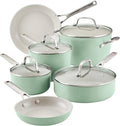 KitchenAid Hard Anodized Ceramic Nonstick Cookware/Pots and Pans Set 10 Piece - Pistachio