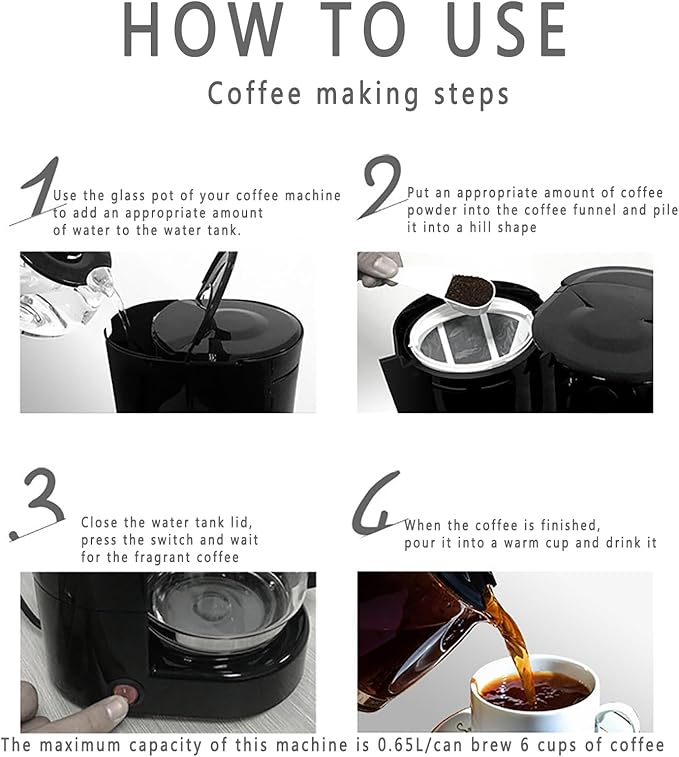 600W Mini Coffee Machine Fully Automatic Tea Maker with Insulation Function Above 50℃ Anti-drip Device and High-density Filter Suitable for Making Coffee and Milk