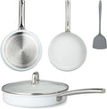 FAB&ampDELUXE 5Pcs Nonstick Cookware Set Aluminum Nonstick Pots and Pans with Glass Lids All Stovetops Compatible Non-toxic Healthy Kitchen Cooking Sets PFAS and PFOA Free