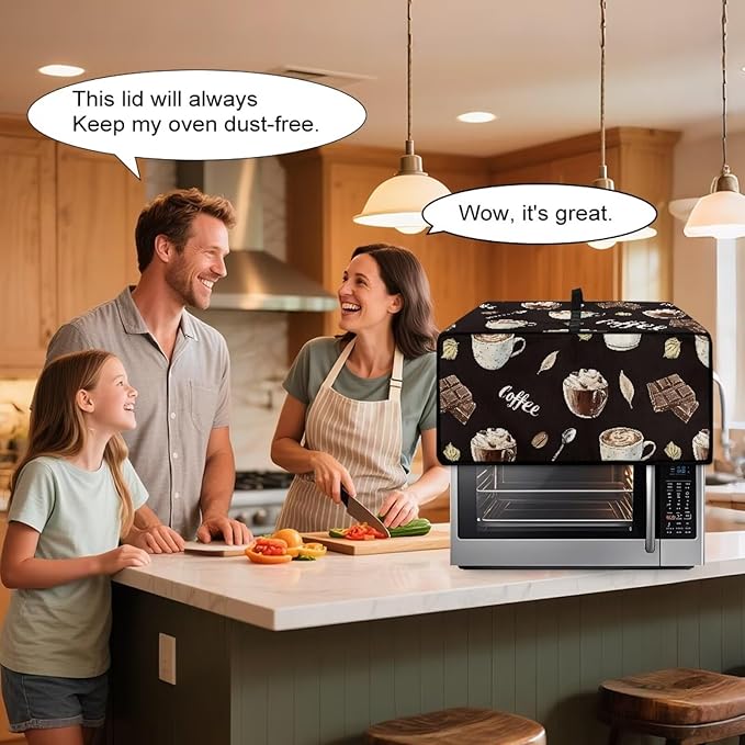 Coffee Spoon Dustproof Toaster Oven Cover Waterproof Air Fryer Compatible for Air Fryer/French Door 360 Air Fryer Toaster Oven Combo With Organizing Side Pockets