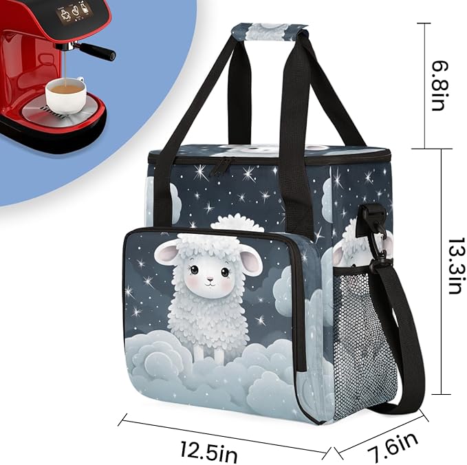 Sheep Cloud Coffee Maker Carrying Bag Dream Sheep Travel Storage Bag Compatible with K-Mini or K-Mini Plus Single Serve Coffee Brewer Carrying Case with Multiple Pockets &amp Shoulder Strap