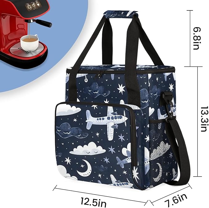 Aircraft Airplane Travel Coffee Maker Carrying Bag Large Organizer Storage Tote Bag Insulated Reusable Cooler Grocery Bags