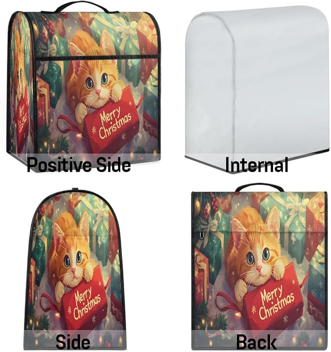 cfpolar Kitchen Aid Mixer Cover Compatible with 6-8 Quarts Christmas Cat Xmas Stand Mixer Cover Kitchen Aid Mixers Accessories Appliance Organizer Bag Dust Covers with Zipper Pocket