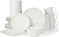 Martha Stewart 30-Piece Basket Weave New Bone China Embossed Chip and Scratch Resistant Porcelain Dinnerware Set