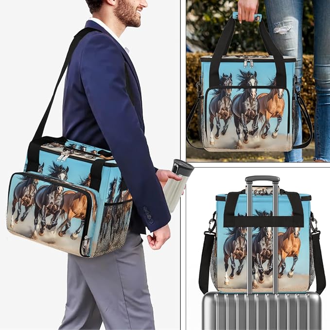 Running Black Horse Coffee Maker Carring Bag Travel Carrying Storage Tote Bag Compatible with Keurig K-Mini or K-Mini Plus Portable Single Serve Coffee Brewer Case with Pockets for K-cup Pods
