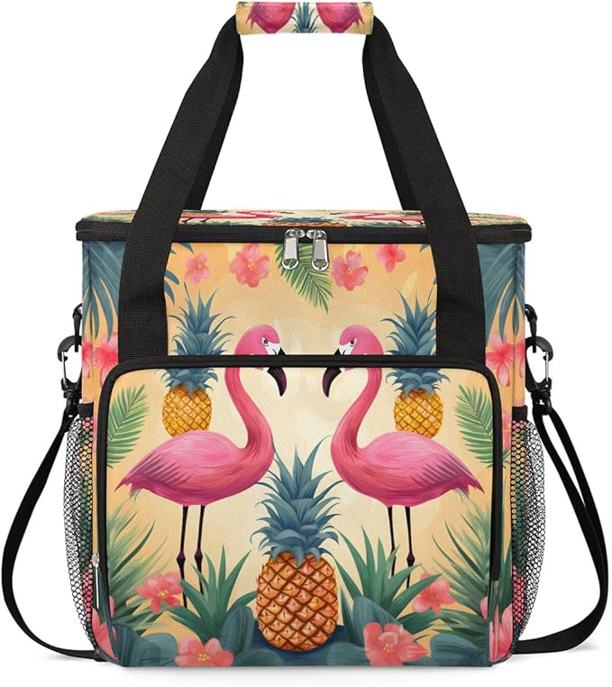 Flamingo Pineapple Summer Coffee Maker Travel Bag for K-Mini or K-Mini Plus Single Serve Coffee Brewer Portable Storage Tote Case for Tarvel
