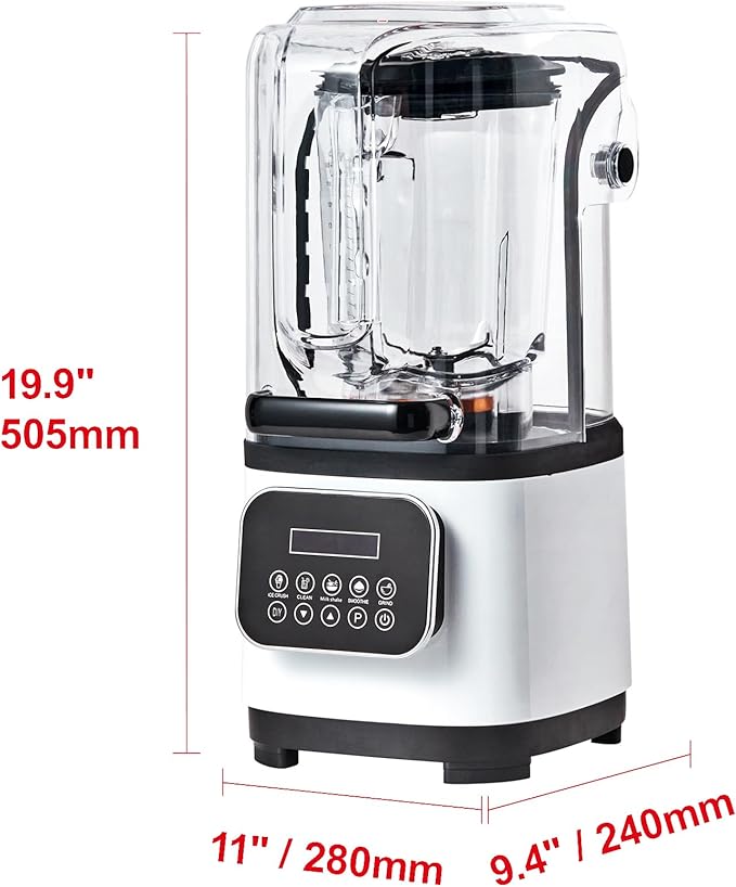 Happybuy Professional Blender with Shield Commercial Countertop Blender 68oz Plastic Jar Stainless Steel 9 Speed &amp 5 Functions for Shakes Smoothies Puree &amp Ice Crushing White