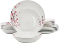 Elama Tamara 18 Piece Cherry Blossom Porcelain Dinnerware Set Service for 6 in White and Pink