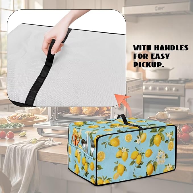 Doojoayie 8 Slice Toaster Oven Covers for Kitchen Counter Toaster Cover 22.5x18.5x 13 Small Appliance Dust Protector Kitchen Decoration Gifts for Women Lemen Print