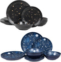 12 Piece Melamine Dinnerware Sets for 4 - Starry Pattern Camping Dishes Set for Indoor and Outdoor Use Dishwasher Safe Plates and Bowls Sets