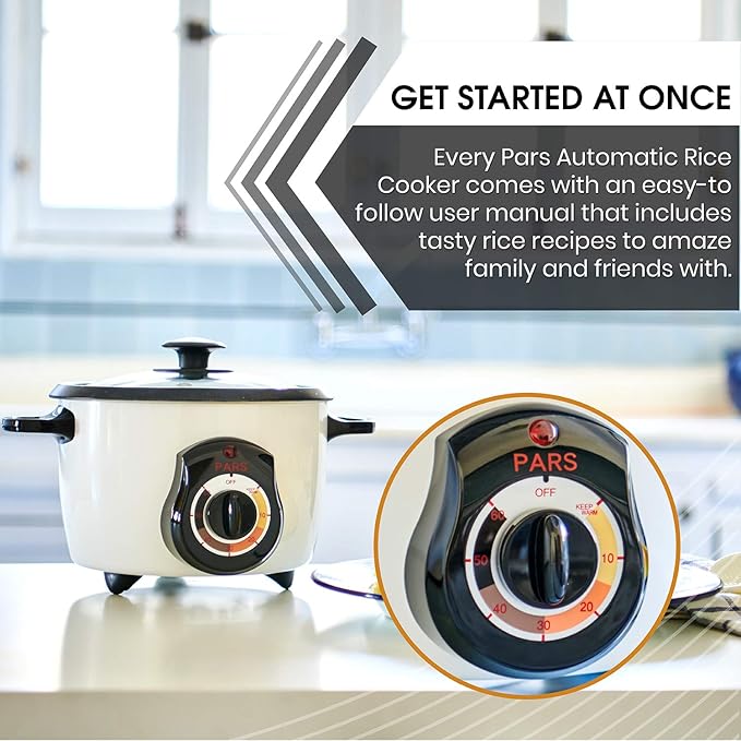 Pars Automatic Persian Rice Cooker - Tahdig Rice Maker Perfect Rice Crust 5 Cup
