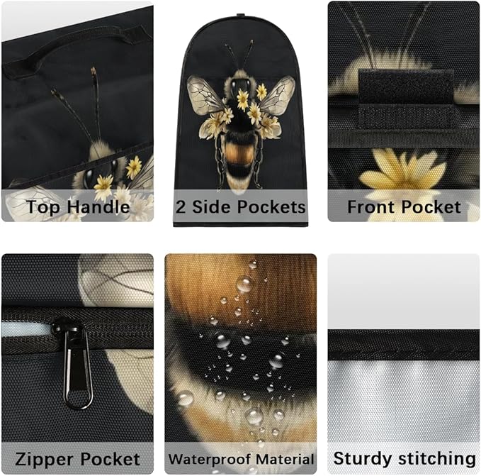 cfpolar Kitchen Aid Mixer Cover Compatible with 6-8 Quarts Animal Bee Flower Stand Mixer Cover Kitchen Aid Mixers Accessories Appliance Organizer Bag Dust Covers with Zipper Pocket