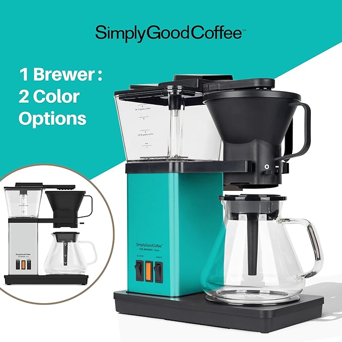 SimplyGoodCoffee Coffee Maker/Coffee Machine. 8 Cup Automatic Drip Pour Over Coffee Brewer With Vinyl Wrap Custom Kit. Easy To Use Gold Cup Standard. Teal Blue