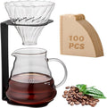Coffee Pour Over Set – Complete Pour Over Coffee Maker with Dripper Pot and 100 Filters | Portable V60 Style Drip Coffee Pour Over