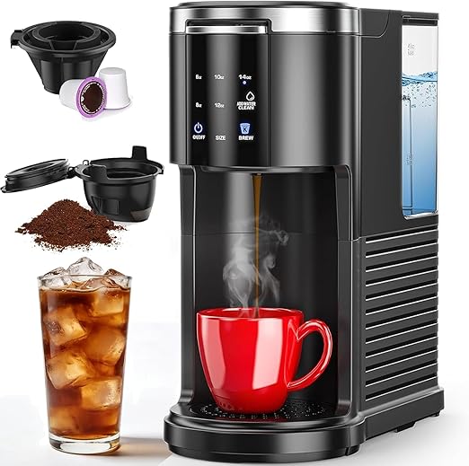 COWSAR Single Serve Coffee Maker Coffee Brewer for Capsule and Ground Coffee Capsule Coffee Machine with 40 Oz Water Tank Instant-Heat