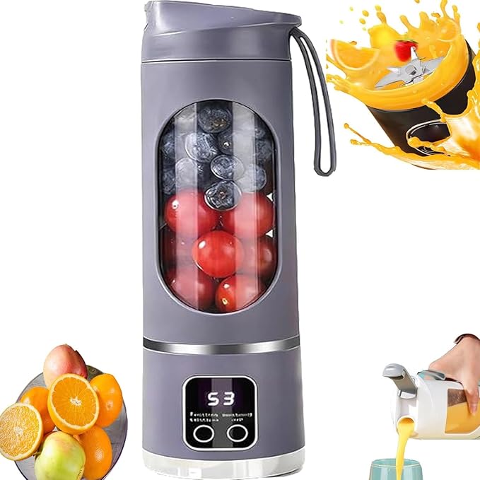 Portable Blender With Dual Battery 1500 mAh USB Rechargeable 16oz Digital Multimode Juicer Blender 3 Speed12-Blade Fresh Juice Bottle for Shakes SmoothiesFresh Juice Ete. (purple)