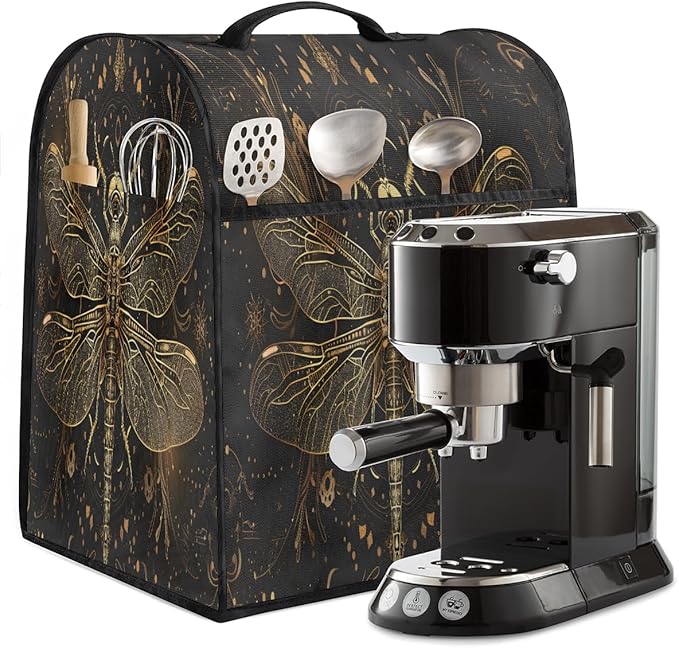 cfpolar Kitchen Aid Mixer Cover Compatible with 6-8 Quarts Vintage Dragonfly Black Stand Mixer Cover Kitchen Aid Mixers Accessories Appliance Organizer Bag Dust Covers with Zipper Pocket