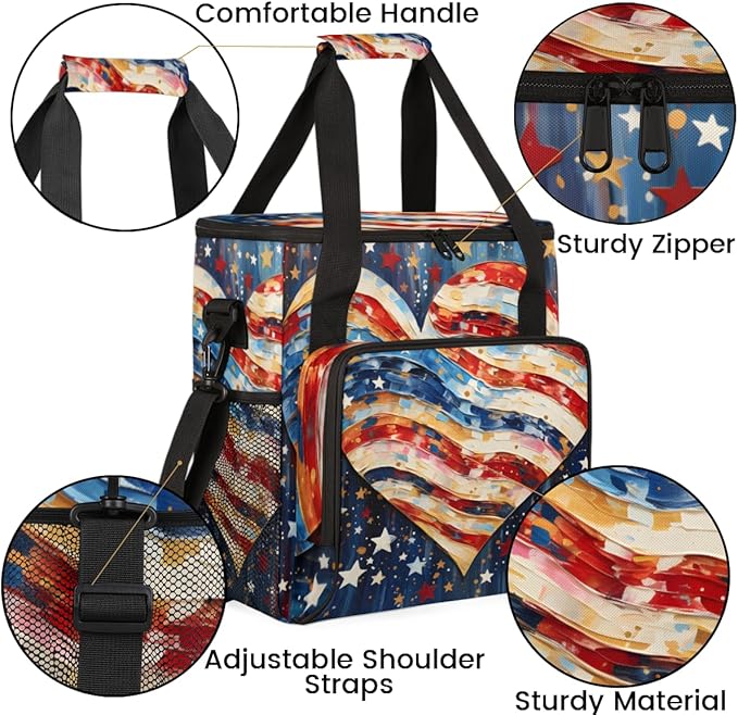Passion &amp Patriotism 4th of July Coffee Maker Carrying Bag Travel Storage Bag Compatible with K-Mini or K-Mini Plus Single Serve Coffee Brewer Carrying Case with Multiple Pockets &amp Shoulder