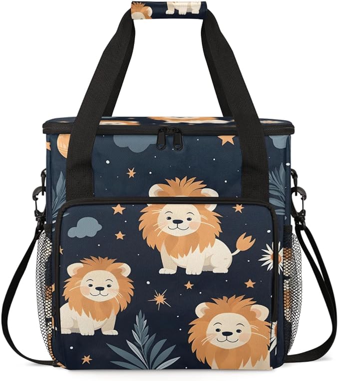 Cartoon Lion Coffee Maker Carrying Bag Cute Lion Travel Storage Bag Compatible with K-Mini or K-Mini Plus Single Serve Coffee Brewer Carrying Case with Multiple Pockets &amp Shoulder Strap