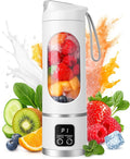 Digital Multimode Juicer Blender 450ml Portable Blender Personal Electric-Smart LED Display Juicer3 Speed12-Blade Fresh Juice Bottle USB Rechargeable for Shakes and SmoothiesFruit Juice (White)