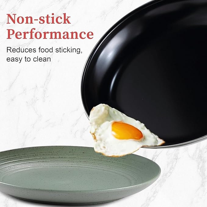 Nonstick Frying Pan Set - Iron Frying Pan 3-Piece Set (8 10 12) + 2 Silicone Spatulas With Premium Nonstick Coating Up to 450°F Skillet Suitable for Induction Gas &amp More