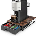EVERIE Wooden Coffee Pod Storage Drawer for Nespresso VertuoLine Capsules Large Capacity Countertop Coffee Station Organizer Rustic Brown
