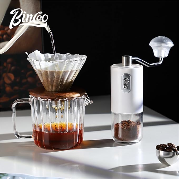 Bincoo Pour Over Coffee Maker Set 11oz - Heat-ResistantCoffee Dripper Size 1 with Walnut CollarDrip Coffee Maker for Coffee Brewer Kit HomeOfficeGift