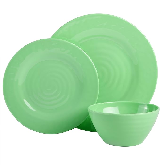 Gibson Home Brist Melamine Plastic Dinnerware Set Service for Four (12pcs) Assorted II