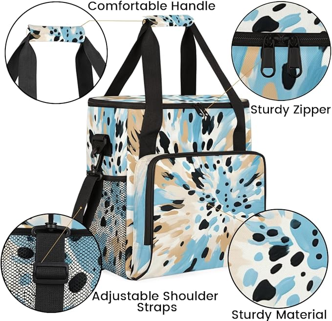Blue Black Print Coffee Maker Carrying Bag Portable Travel Storage Tote Bag Compatible with K-Mini or K-Mini Plus Single Serve Coffee Brewer Carrying Case with Multiple Pockets &amp Shoulder Strap