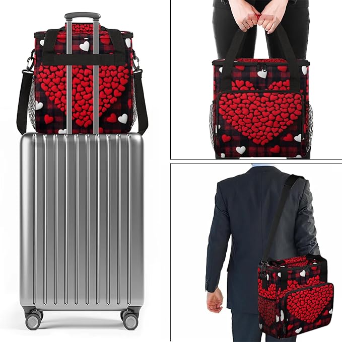 Valentine's Day Coffee Maker Travel Bag Heart Insulated Grocery Bag Travel Picnic Leakproof Cooler Bags With Shoulder Strap