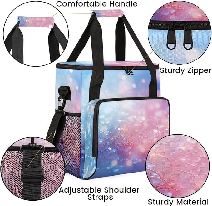 Glitter Coffee Maker Carrying Bag Steel Blue Portable Travel Storage Tote Bag Compatible with K-Mini or K-Mini Plus Single Serve Coffee Brewer Carrying Case with Multiple Pockets &amp Shoulder Stra