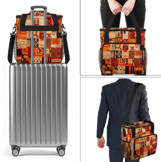 Polynesian Pattern Coffee Maker Carrying Bag Ethnic Aztec Travel Storage Bag Compatible with K-Mini or K-Mini Plus Single Serve Coffee Brewer Carrying Case with Multiple Pockets &amp Shoulder Strap