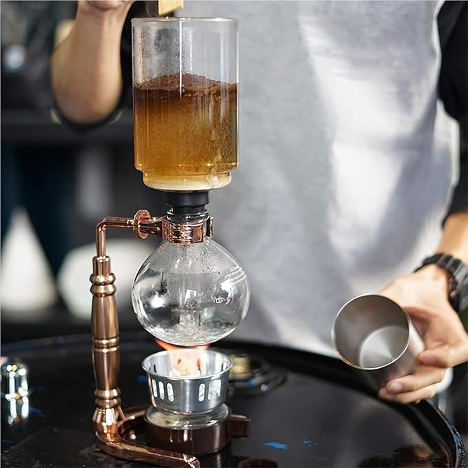 Siphon Coffee Maker - Unique Rose Gold Glass Pot Set for Home Brewing Small Size(Small)